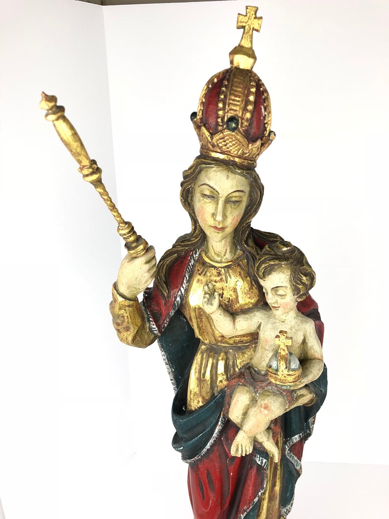 Cathedral Madonna and Child virgin Mary hand carved Baroque image 7