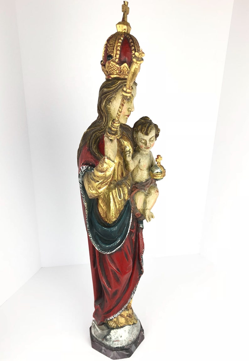 Cathedral Madonna and Child virgin Mary hand carved Baroque image 5