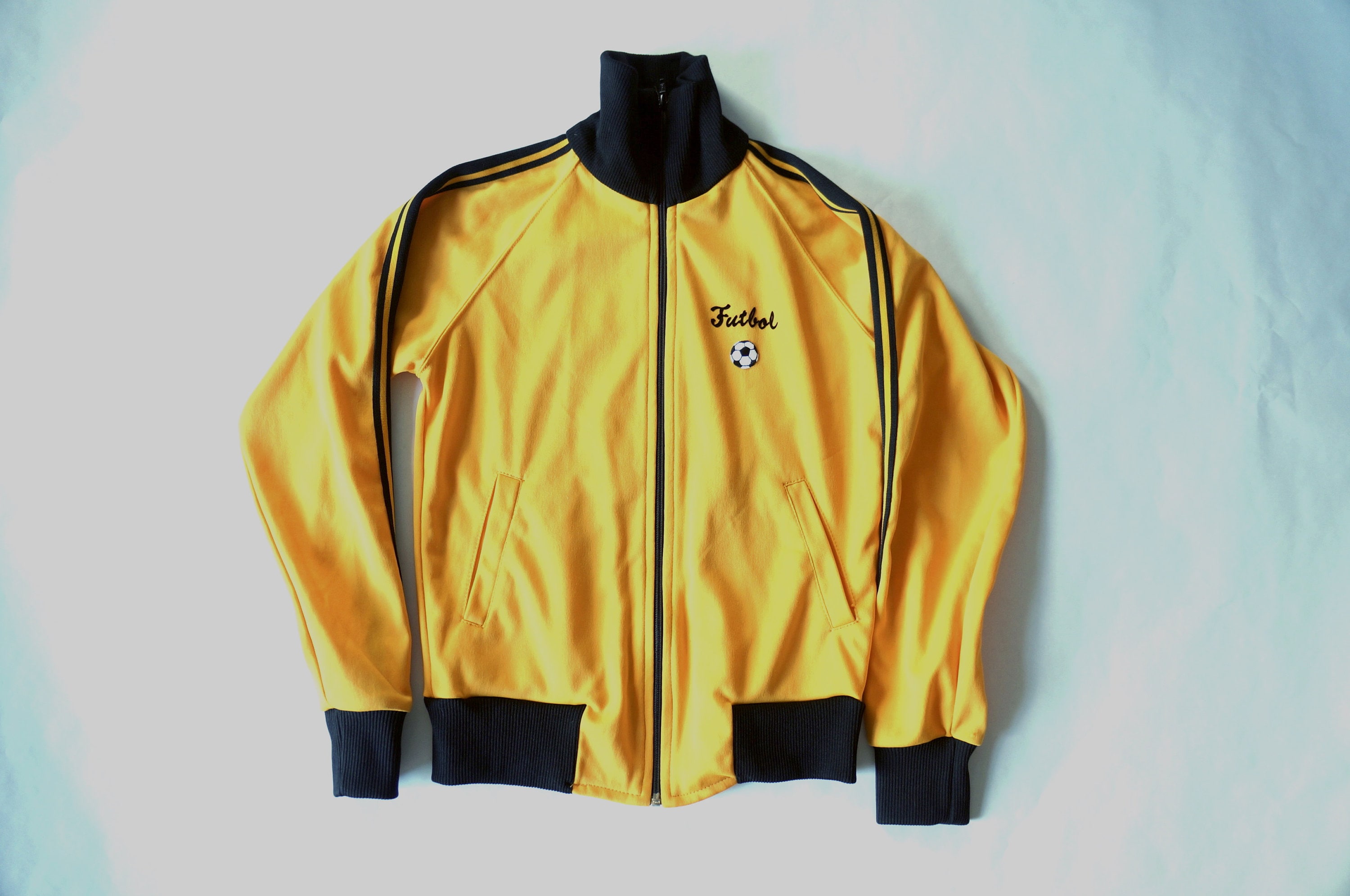 Mustard Yellow Vintage Knit Polyester Full Zip Track Jacket Etsy
