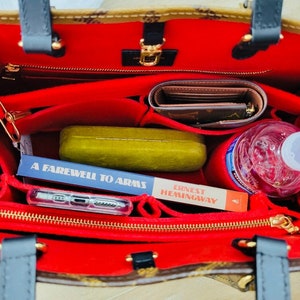 XYJG Purse Handbag Silky Organizer Insert Keep Bag Shape Fits LV Onthego  PM/MM/GM bags, Luxury Handbag Tote Lightweight Sturdy(Rouge moyen, Onthego