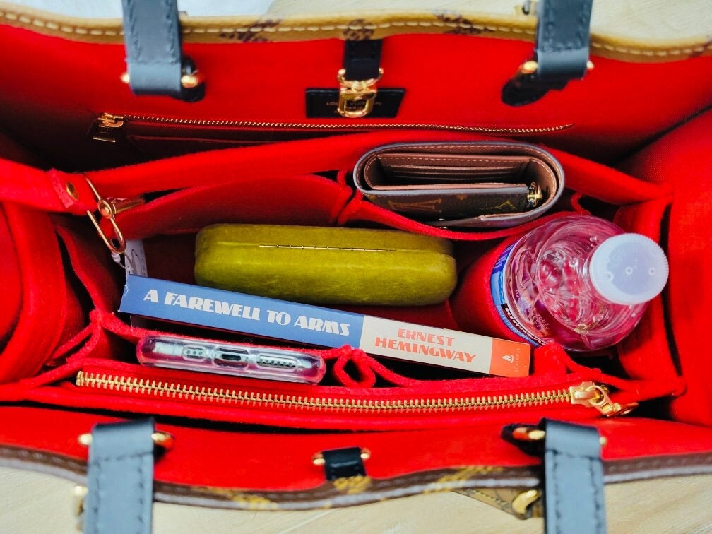 For [Onthego PM] Insert Organizer Liner On The Go OTG (Curved Sides) M45659  Red Black/Beige