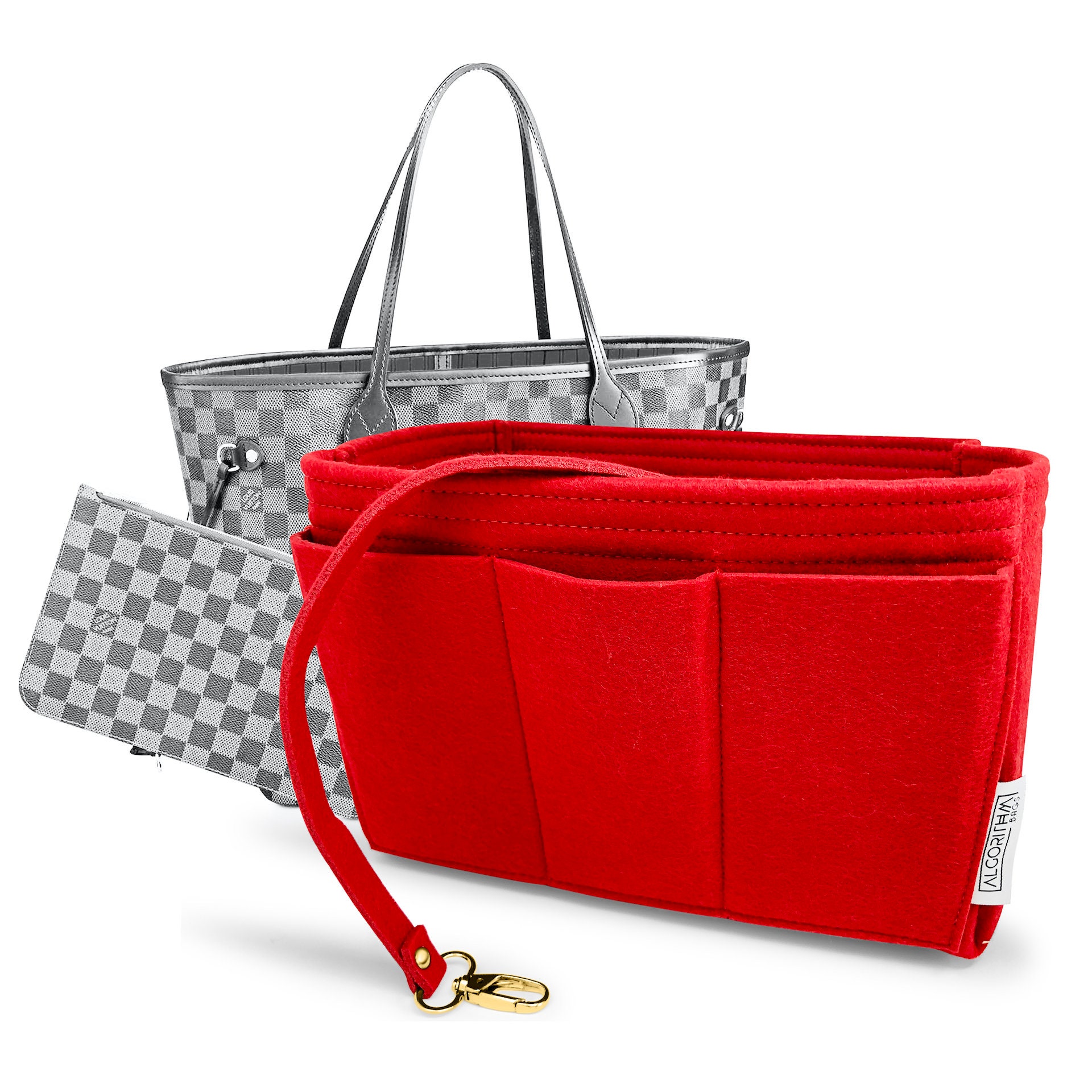 AlgorithmBags Purse Organizer Insert | designed for Louis Vuitton LV Speedy  30 35 40 25 | Luxury Liner Shaper Divider (25, Red)