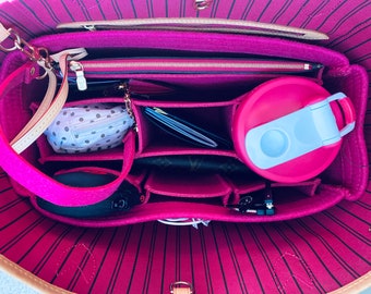 Classic! LV Neverfull NF PM Purse Organizer Insert Shaper Liner w/ Key Clip Peony Fuchsia 3mm Felt, only @AlgorithmBags® for Louis Vuitton