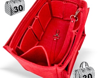 AlgorithmBags Designed for Louis Vuitton LV Graceful, Purse Organizer Insert with Zippers, 3mm Felt Shaper Liner Divider Protector (Red, PM)