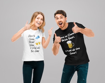 Here to Cheer Drink Beer T-Shirt, Marathon Support Crew Tee