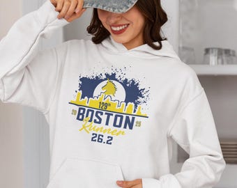 Boston Hoodie, Unisex Hooded Sweatshirt, Boston Runner, Marathoner, 26.2, RUN BOS, 2025 Boston Hoodie
