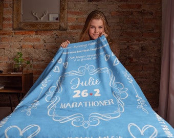 Marathon Blanket, Sherpa Fleece Blanket, 26.2, Runner Blanket, Gift for Runner, Marathoner, Marathon Gift