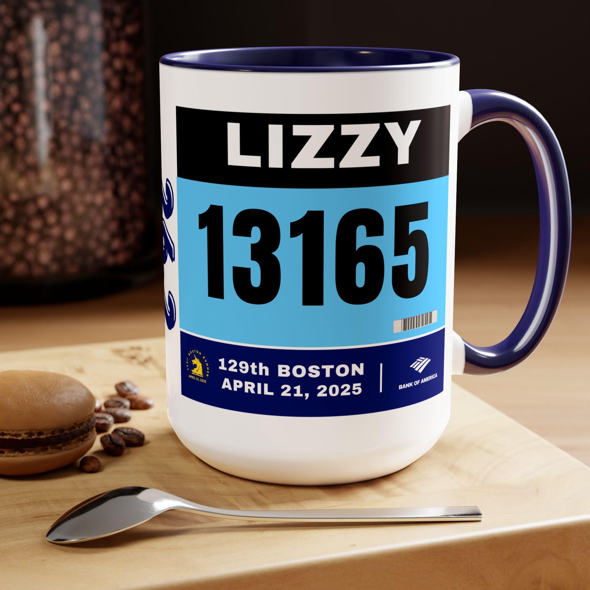 Boston Bib Cup, Two-Tone Coffee Mugs, 15oz, Boston Runner, Gift for Boston Runner, Boston Bib Mug, 2025, Prior years available