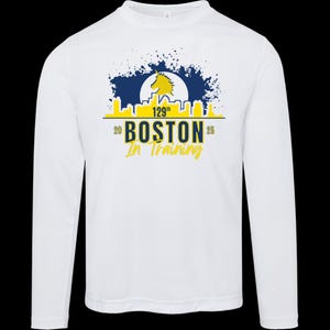 2026 Boston, Men’s Long Sleeve Performance Tee, Boston Runner, 2025 and Prior years available, In Training, Boston Gift