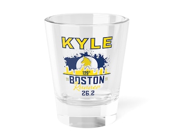 Personalisierte Boston Schnapsglas, 5 Unzen Läufer Geschenk, graviertes Glas, individuelles Andenken, Marathon-Erinnerungsstücke, Renntag-Schnapsglas