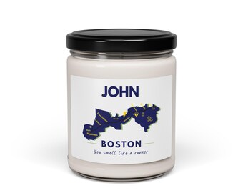 Boston Course Map Scented Soy Candle, Personalized Runner Gift, Marathon 9oz Candle, Marathon Map Candle, Boston Athlete Candle,