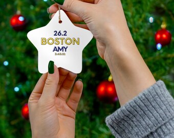 Ornement Boston, Ornement en céramique, Cadeau Boston personnalisé, Boston 26.2, Cadeau Boston Runner