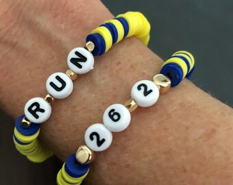 Boston Marathon bracelets, Heishi bracelets, stacked bracelets, custom jewelry, Runner Bracelets