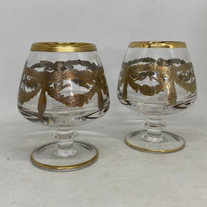 Arte Itallica Medici Gold Brandy Snifters: Vintage Handblown 24K Gold Barware (Set of 2)