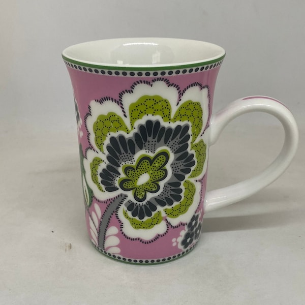 Vintage Vera Bradley coffee tea mug, ceramic, Priscilla Pink 9 ounce mug, discontinued pattern