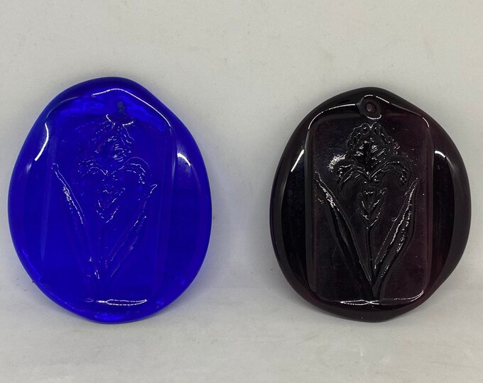 Stamped Pressed Glass Suncatchers Hanging Holes Irises in Etsy