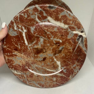 Apilco France Porcelaine dinner plate, marble design, Seina Rouge marbled pattern in red, gray and white, 9.75&quot;, 1 plate