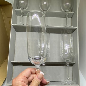Boxed Set of 6 vintage champagne flutes by Bohemia Isabelle Crystal from Czechoslovakia, crystal glassware, original box