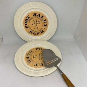 Vintage Faience Cheese Plates (Set of 2) with Norway Wood Handle Shaver