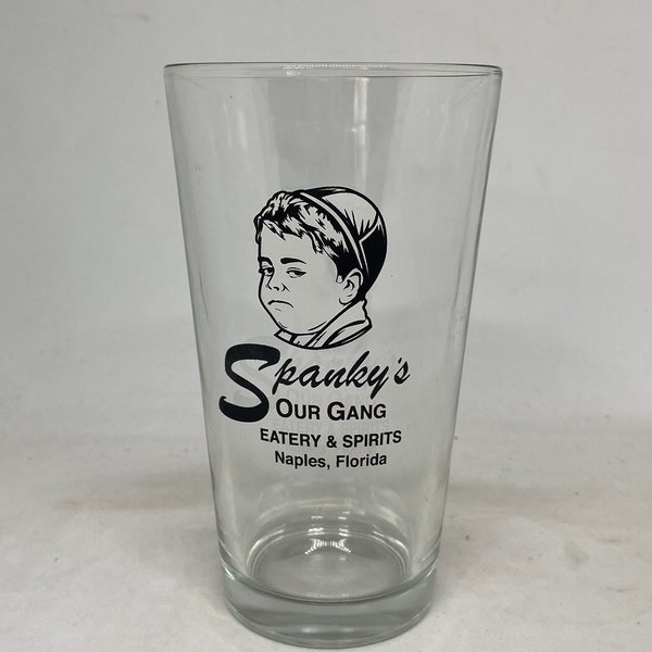 Spanky's Our Gang Eatery and Spirits Restaurant vintage beer glass, Naples Florida, glass, 15 oz.