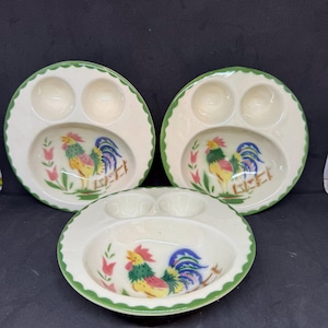 Double Egg Cup Bowl/Rooster Ceramic dish from Cardinal China, children's