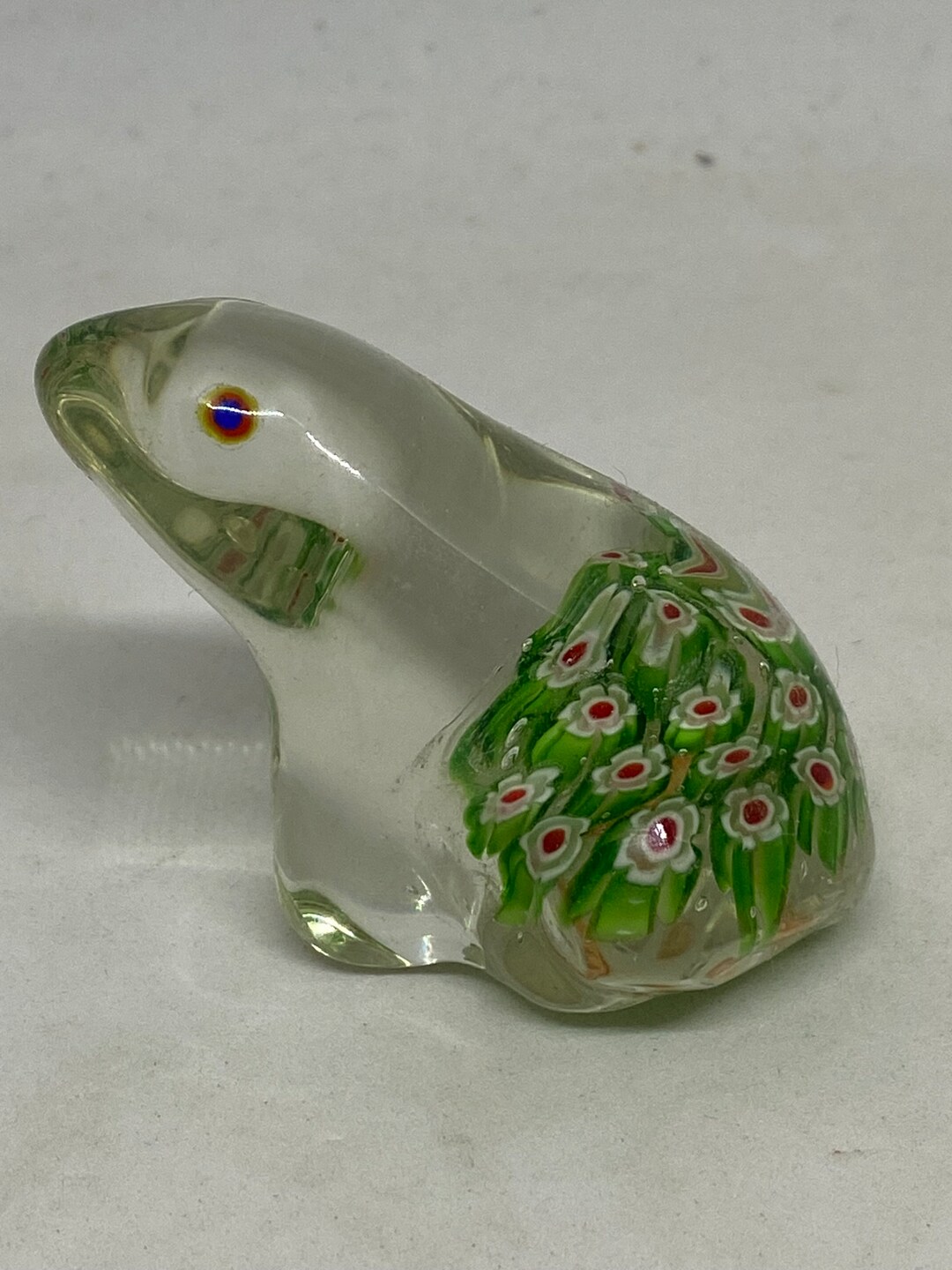 Paperweight Frog Vintage Frog Paperweight Millefiori Design and Clear Glass Head, Home ...