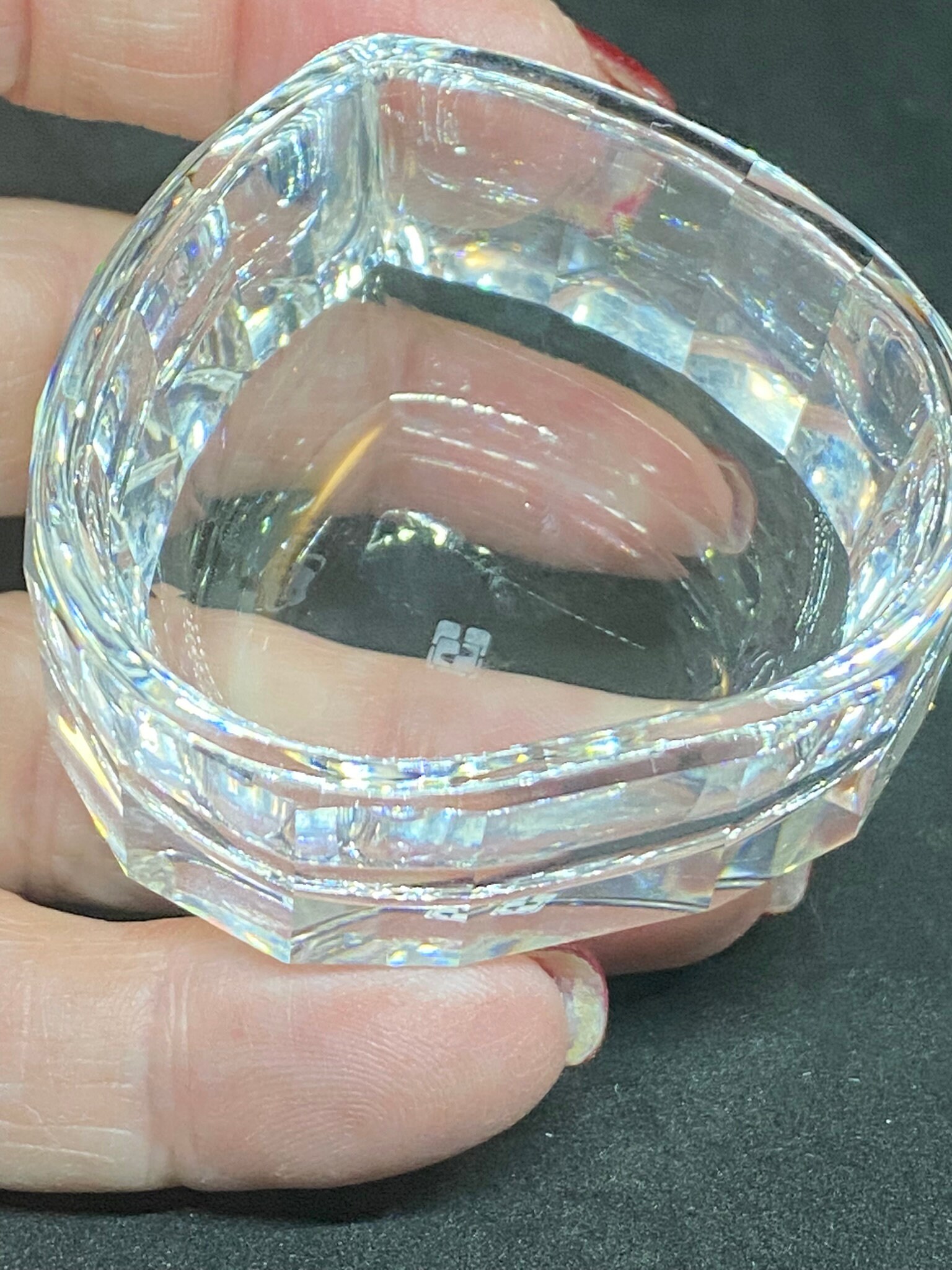 Vintage Swarovski Crystal Trinket Box: Heart-shaped Frosted Flower