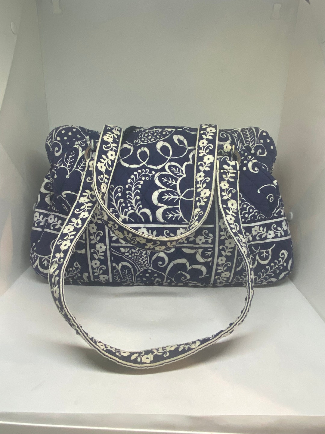 Vintage Vera Bradley Twirly Bird Shoulder Bag: Navy White
