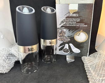 Vintage Koala Kitchen Salt Pepper Grinders, Gravity Sensor LED Light, Adjustable Head
