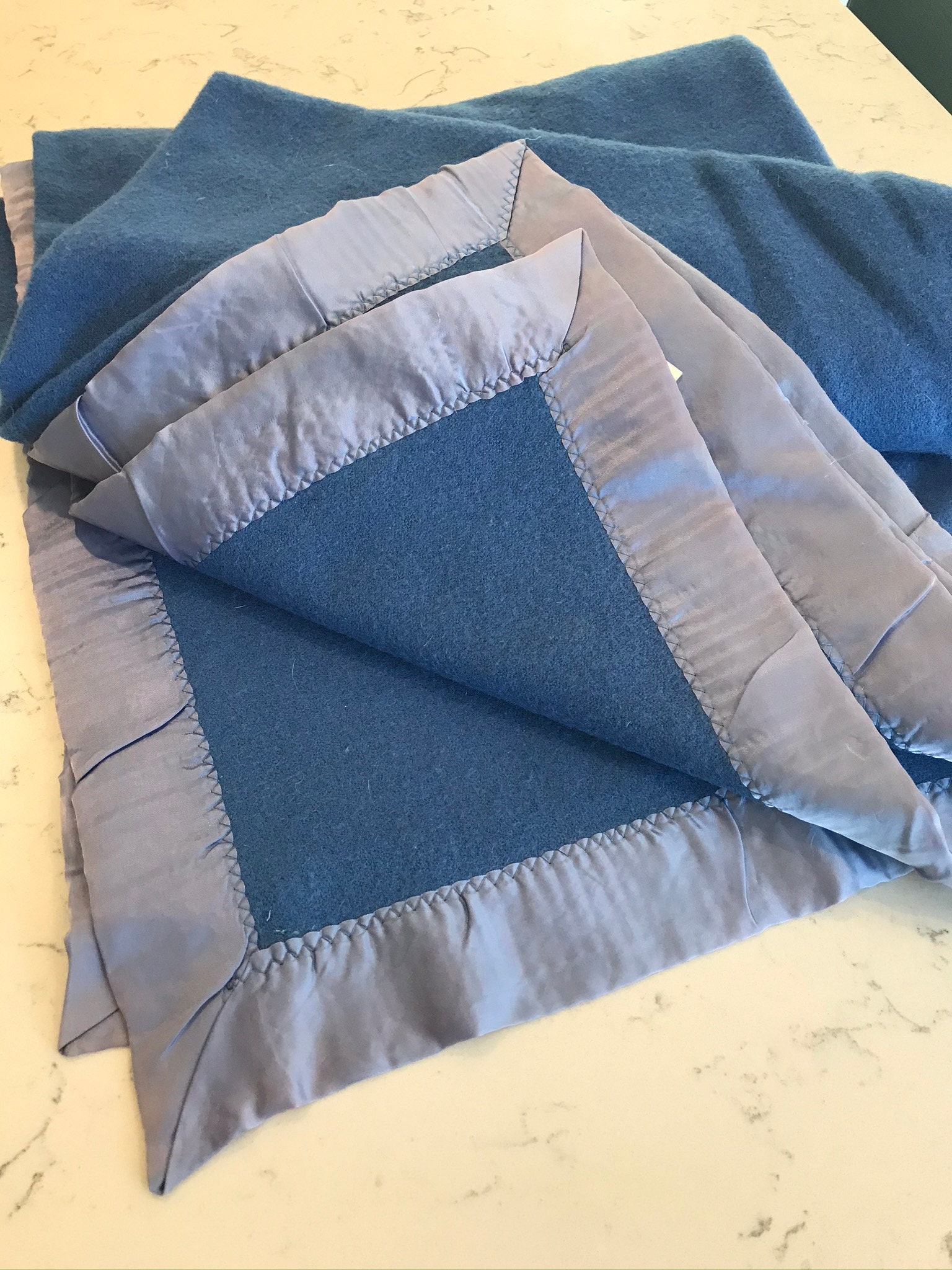 Royal Blue Vintage Chatham 100 Wool Blanket 106 x Etsy