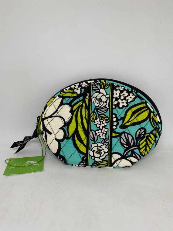 Vera Bradley Retired Pattern Cosmetic Case With Framed Mirror Teal Green White and Black Full Zip Top With Vera Logo Pull Etsy