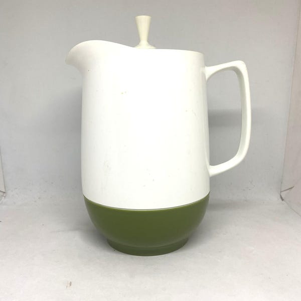 Carafe thermos vintage des années 1970 : blanc et vert avocat, 48 oz