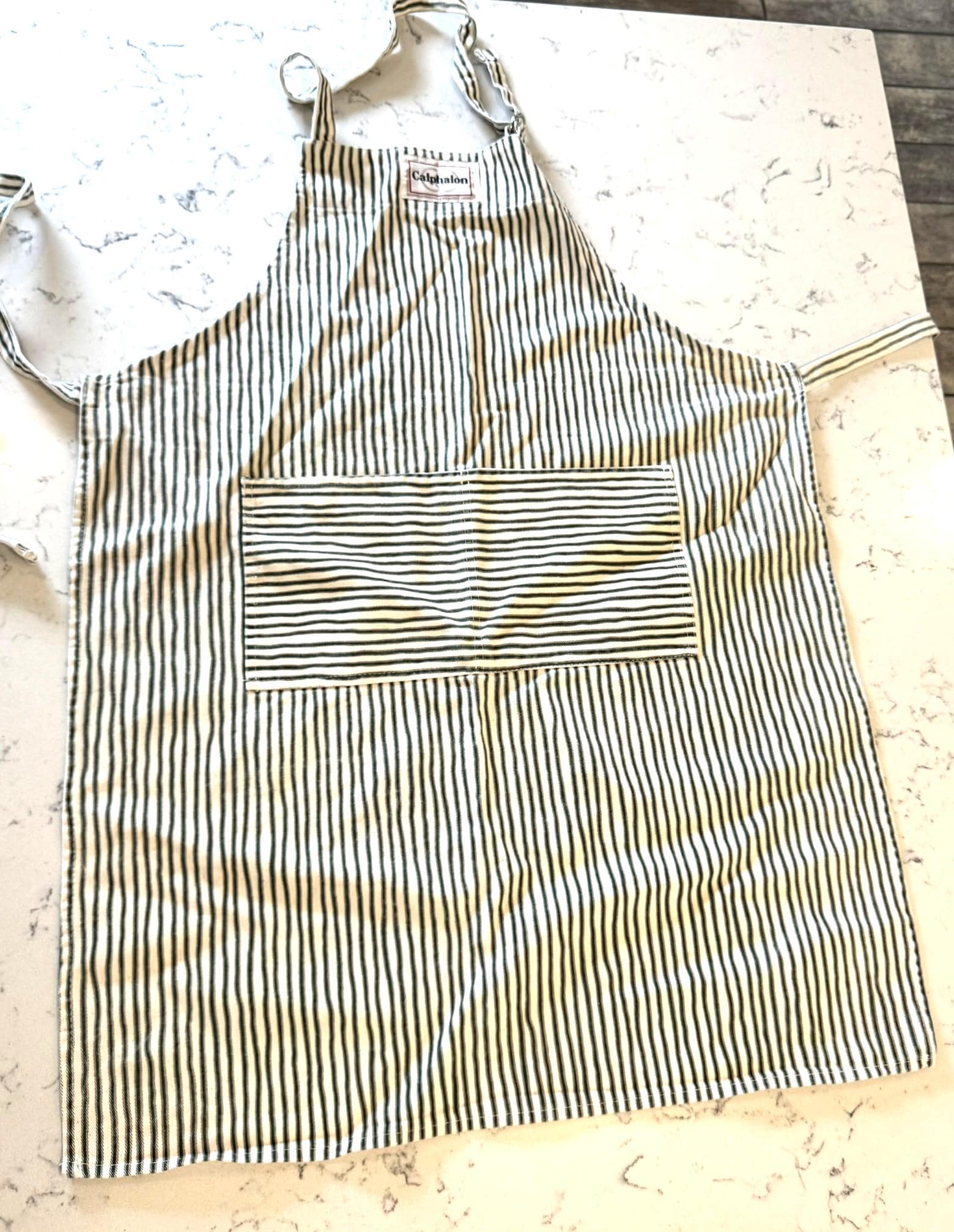 70’S〜80’S Calphalon apron Vintage Calphalon Apron, Heavy Green Striped 100% Cotton Fabric