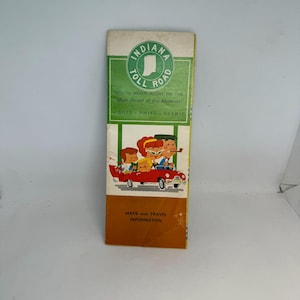 Vintage Indiana Toll Road map, toll schedule, vintage 1965, travel tips for the turnpike