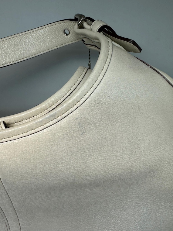 Old Coach Leather White Shoulder Bag Vintage Style Authentic