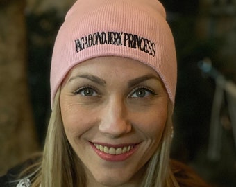 Pink "VagabondJerk Princess" 100% Cotton Beanie / Skull Cap