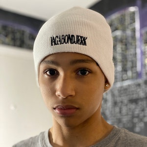 White &quot;VagabondJerk&quot; 100% Cotton Beanie / Skull Cap