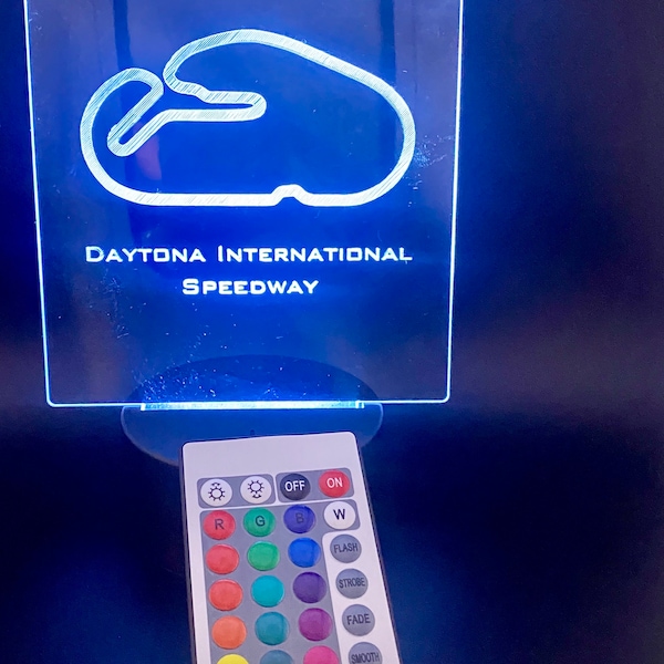 Daytona International Speedway Acrylic LED Sign with Base and Remote