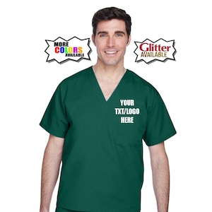 Custom Scrub unisex nursing, salon uniform, lash nail tech artist workwear, personalized business name Your Own Text available-size XXS-5XL