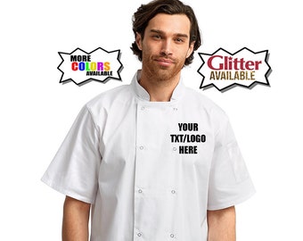 Chaqueta de chef personalizada, chaqueta con logotipo personalizado, unisex, opción con purpurina (tallas S-2XL)