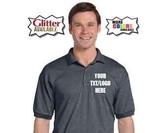 Custom Polo Shirt Unisex Your Own Logo Printed Shirt - Personalized gift T-shirt multiple colour new glitter available  - size S-5XL