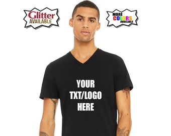 Camiseta con cuello en V personalizada – Texto o logotipo personalizado, unisex (tallas S-5XL)