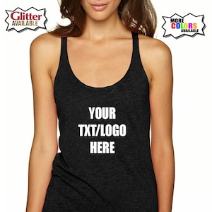 Custom Racerback Tank Top for Women – Personalized Workout Tank with Text, Logo or Photo – Bridal Party, Gym, Y2K Style, Athletic Shirt