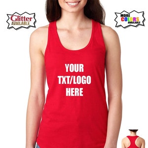 Custom Logo Racerback Tank – Personalized Tank Top for Women with Business Logo, Text or Design – Team Shirts, Gym, Events, Bridal Party
