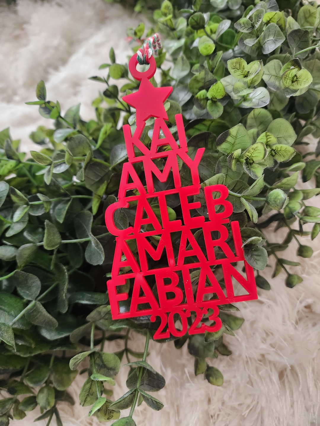 Personalized Family Names Christmas Tree Ornament Acrylic Etsy