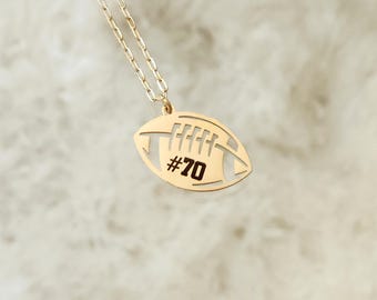 Personalized Football Necklace with Name & Number | Custom Sports Jewelry Gift for Players, Teams, Senior Night and Football Moms