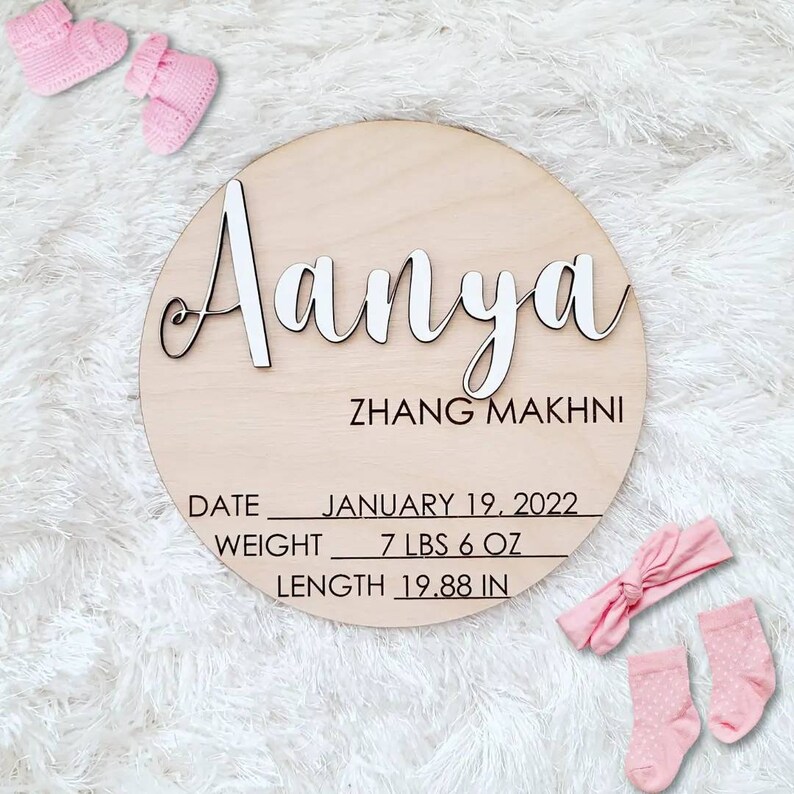 Baby Name Announcement Sign, 3D Sign, Hospital Announcement Wood Sign ...