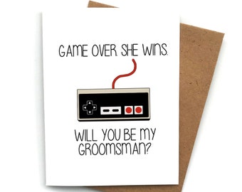 Gamer Groomsman Proposal Card: Funny Video Game Wedding