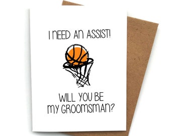 Grappige stalknecht voorstelkaart BASKETBAL, bruidsmeisje bruidsmeisje, Will You Be My Best Man, Groomsmen MOH Box, bruidsmeisje voorstel, woordspeling