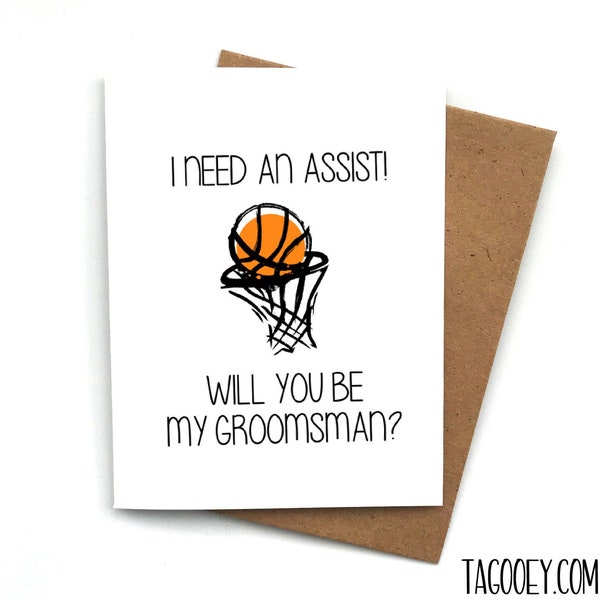 Funny Groomsman Proposal Card BASKETBALL, Bridesmaid Maid of Honor, Will You Be My Best Man, Groomsmen MOH Box, Maid of Honor Proposal, Pun